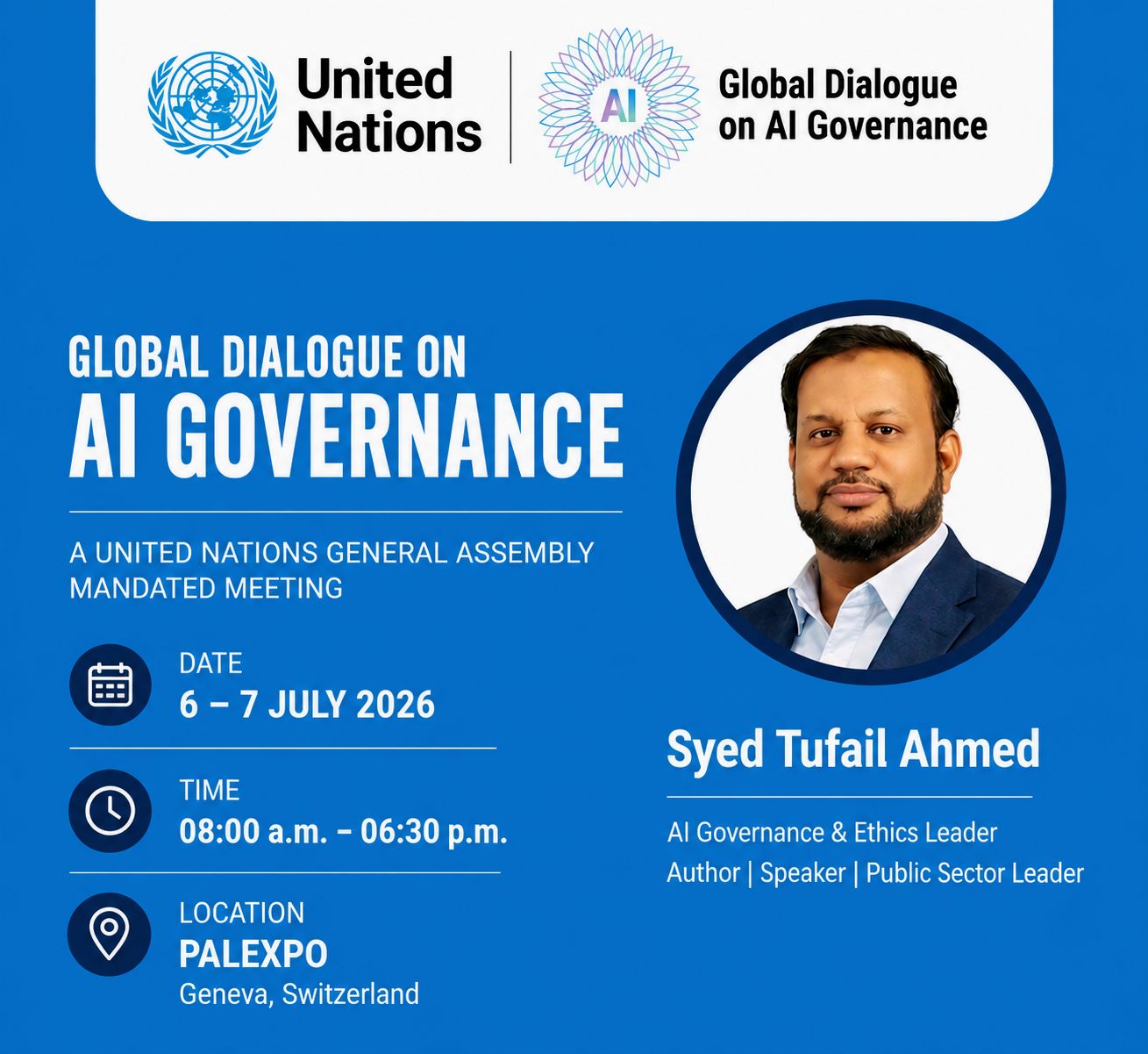 Syed Tufail Ahmed — United Nations Global Dialogue on AI Governance, Geneva 2026